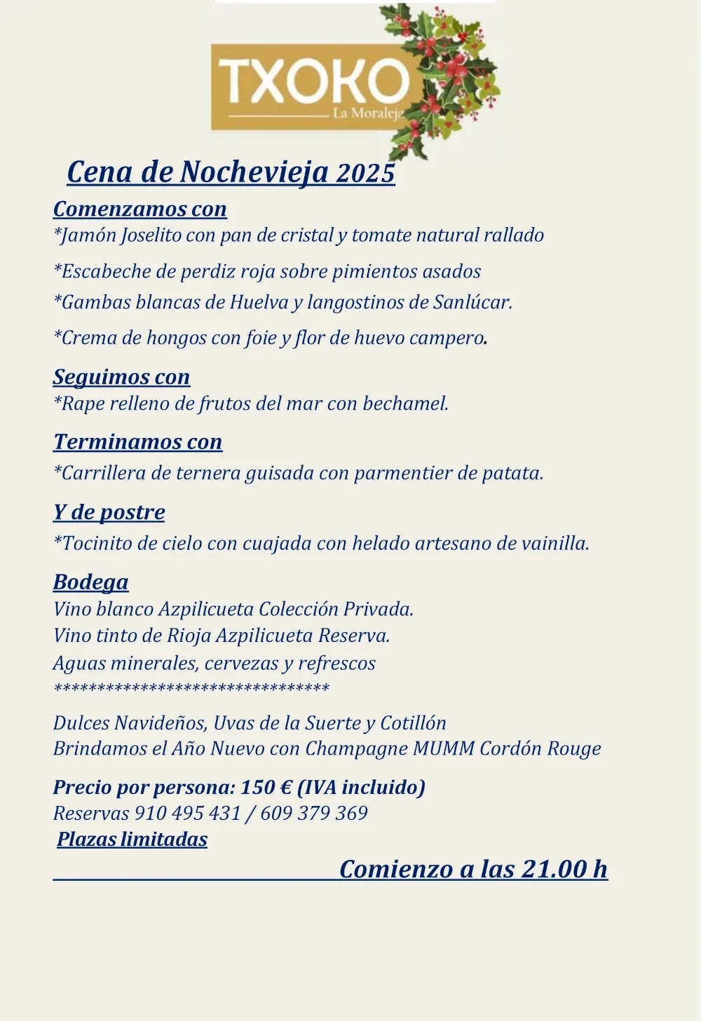 Menú nochevieja 2025